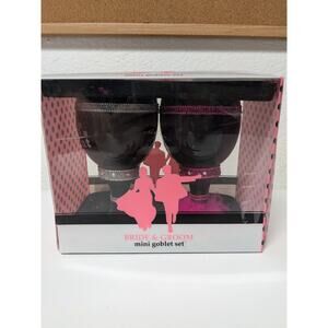 Bride & Groom Mr Right & Mrs Always Right Black Glass Goblets w/ Rhinestones set